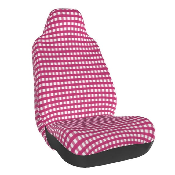 Balery Pink Gingham Pattern Car Seat Cover - Soft & Breathable Front Premium Covers with Non-Slip Protector Fits Most Automotive, Vans, SUVs, Trucks - 1 Unit
