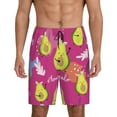 thumbnail image 1 of Balery Pink Green Avocado Men's Cotton Knit Pajama Shorts Waistband & Pockets,Short Pajama Pants-3X-Large, 1 of 8