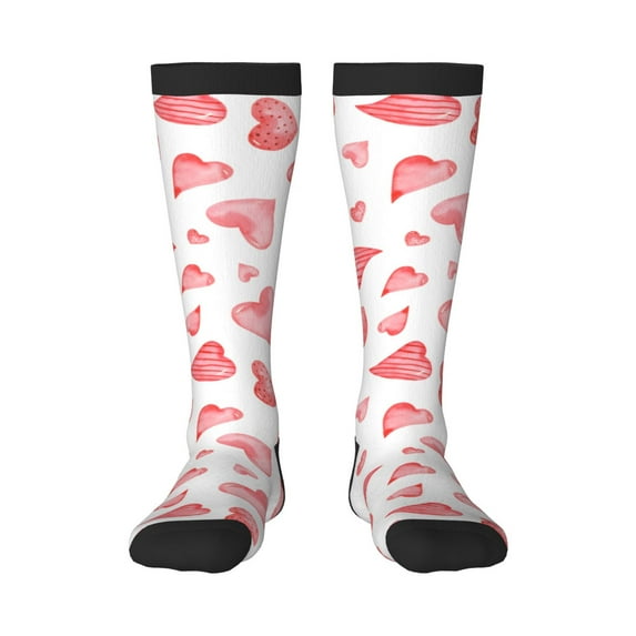 Balery Pink Hearts Fun Novelty Socks Men'S Women'S Crew Socks Funny Crazy Novelty Socks Quirky And Cool Socks