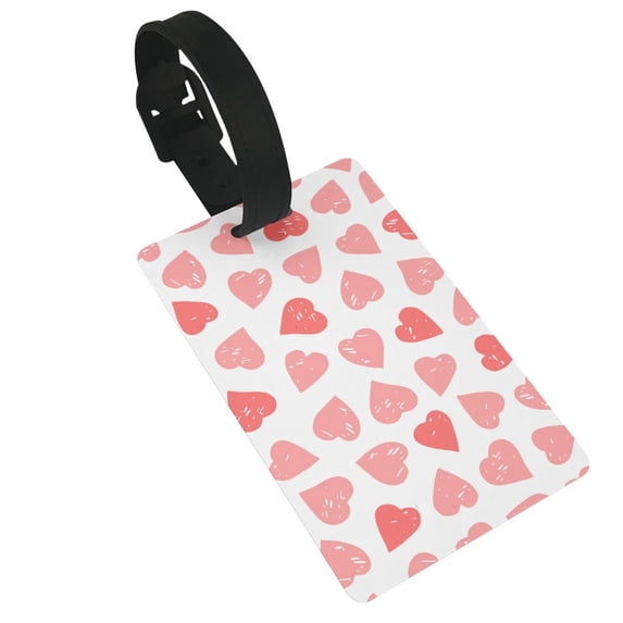 Balery Pink Hearts1 Print Durable Luggage Tags with Secure Strap, Personalized Travel ID Tags for Suitcases, Bags, and Backpacks - Easy Identification for Men and Women