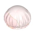 thumbnail image 1 of Balery Pink Marble Shower Caps, Double Layer Waterproof Shower Cap, Double Layers Reusable Shower Cap With Soft Comfortable For Long Thick Hair Soft Bath Shower Hair Caps, 1 of 9