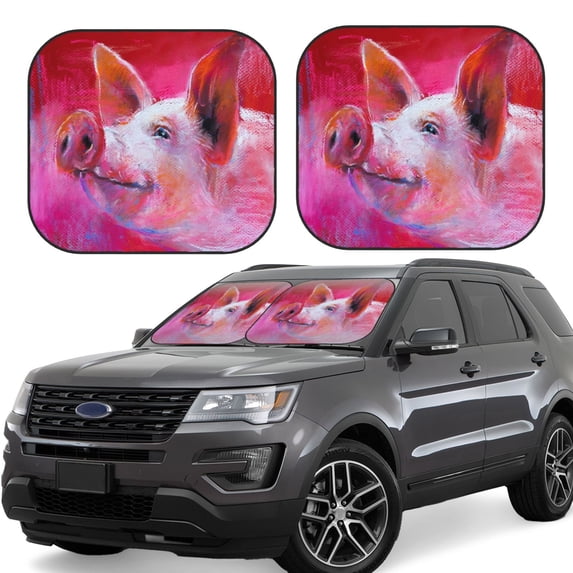 Balery Pink Pig Sun Shield 2 Pack For Car Front Windows Foldable Sun Visor Protector Blocks Max Uv Rays And Keeps Your Vehicle Cool For Most Sedans Suv Truck