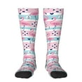thumbnail image 1 of Balery Pink Striped Flamingo Fun Novelty Socks Men'S Women'S Crew Socks Funny Crazy Novelty Socks Quirky And Cool Socks, 1 of 9