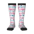 thumbnail image 1 of Balery Pink Striped Flamingo Fun Novelty Socks Men'S Women'S Crew Socks Funny Crazy Novelty Socks Quirky And Cool Socks, 1 of 9