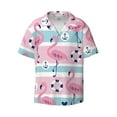thumbnail image 1 of Balery Pink Striped Flamingo Men's Casual Button Down Shirt Short Sleeve Textured Summer Cuban Beach Shirts-Small, 1 of 7