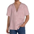 thumbnail image 1 of Balery Pink Stripes Men's Casual Button Down Shirt Short Sleeve Textured Summer Cuban Beach Shirts-Small, 1 of 7