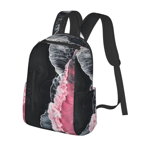 Balery Pink White Ocean Waves Lightweight Backpack for Men and Women - Durable and Water-Resistant, Ideal for School, Work, Travel, and Everyday Use