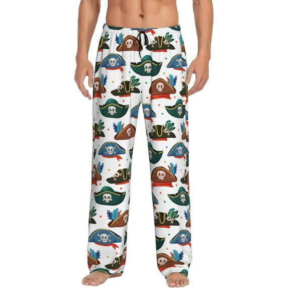 Balery Pirate Hats print Men's Pajama Pants,Ultra Lightweight Pjs,Lounge Pant-Medium
