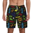 thumbnail image 1 of Balery Pixel Game Mens Swim Trunks Swim Shorts for Men Quick Dry Inseam Beach Shorts with Compression Liner Pocket-Small, 1 of 9
