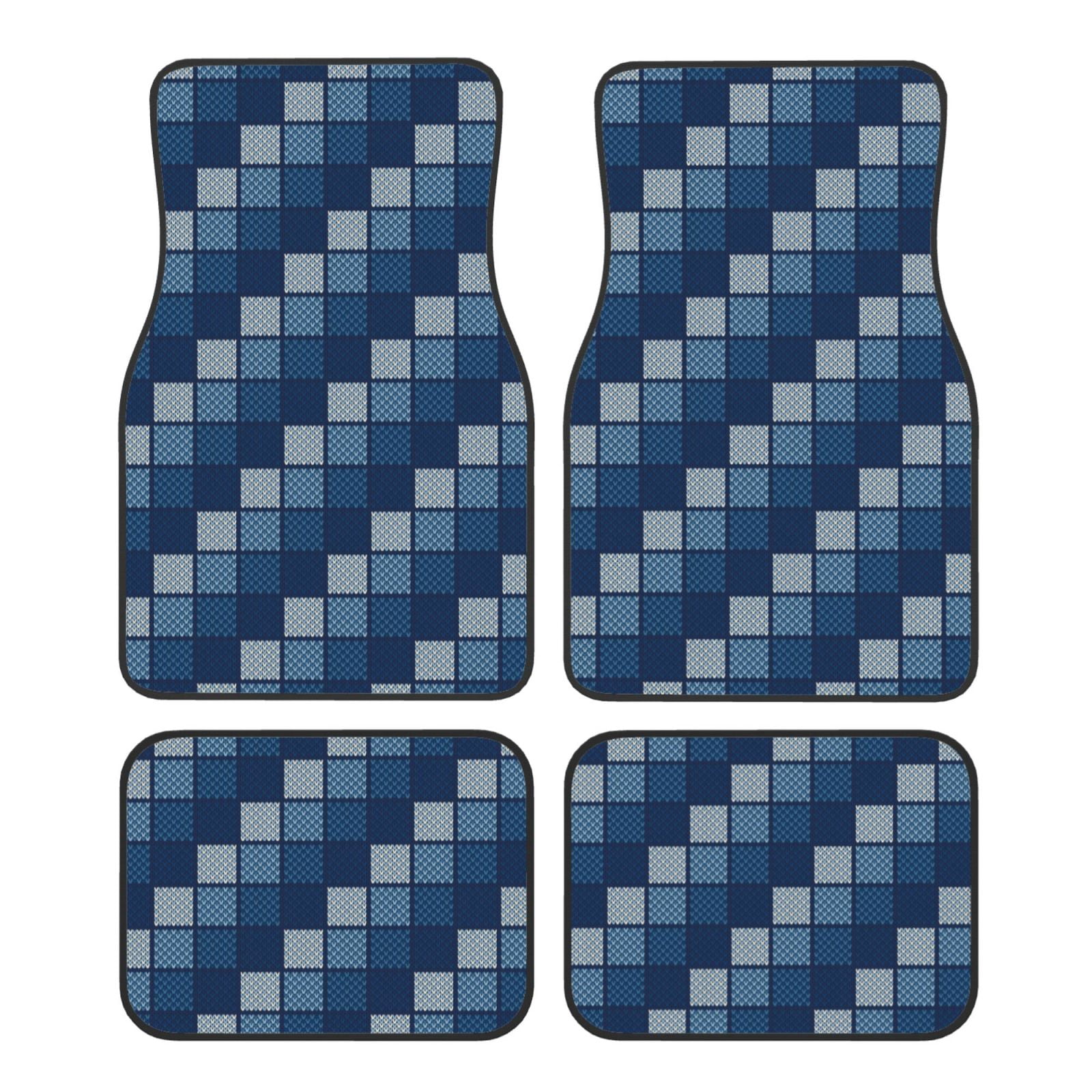 Balery Pixel Grid Pattern 4-Piece Floor Mats, Heavy-Duty Rubber Liners ...