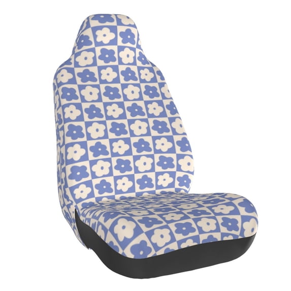 Balery Plaid Flowers Pattern Car Seat Cover - Soft & Breathable Front Premium Covers with Non-Slip Protector Fits Most Automotive, Vans, SUVs, Trucks - 1 Unit