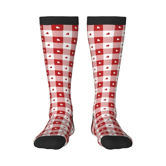 Balery Plaid Heart Printed Novelty Socks Men's Women's Crew Socks Sports Socks Knee High Socks Cotton Socks Quirky and Cool Socks