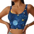 thumbnail image 1 of Balery Planets And Stars1 Pattern Racerback Sports Bras for Women - Padded Seamless High Impact Support for Yoga Gym Workout Fitness-Large, 1 of 8
