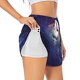thumbnail image 1 of Balery Planets Stars And Galaxies Pattern Women's Running Shorts with Liner 2 Pockets Elastic Workout Athletic Gym Yoga Shorts-XX-Large, 1 of 7