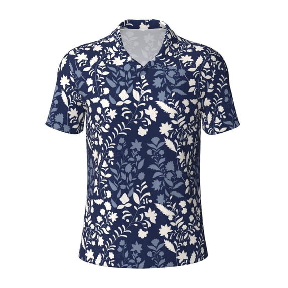 Balery Plant Printed Men’s Short Sleeve Polo Shirt, Midweight Men's Shirt,Golf Polo shirts -Medium