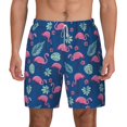 thumbnail image 1 of Balery Plants And Flamingos Mens Swim Trunks Swim Shorts for Men Quick Dry Inseam Beach Shorts with Compression Liner Pocket-X-Large, 1 of 9
