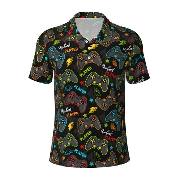 Balery Play Game3 Printed Men’s Short Sleeve Polo Shirt, Midweight Men's Shirt,Golf Polo shirts -XX-Large