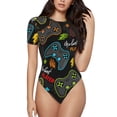 thumbnail image 1 of Balery Play Game3 Women's Short Sleevee Crew Neck Bodysuit Tops Short Sleeve Tops Basic-Medium, 1 of 9