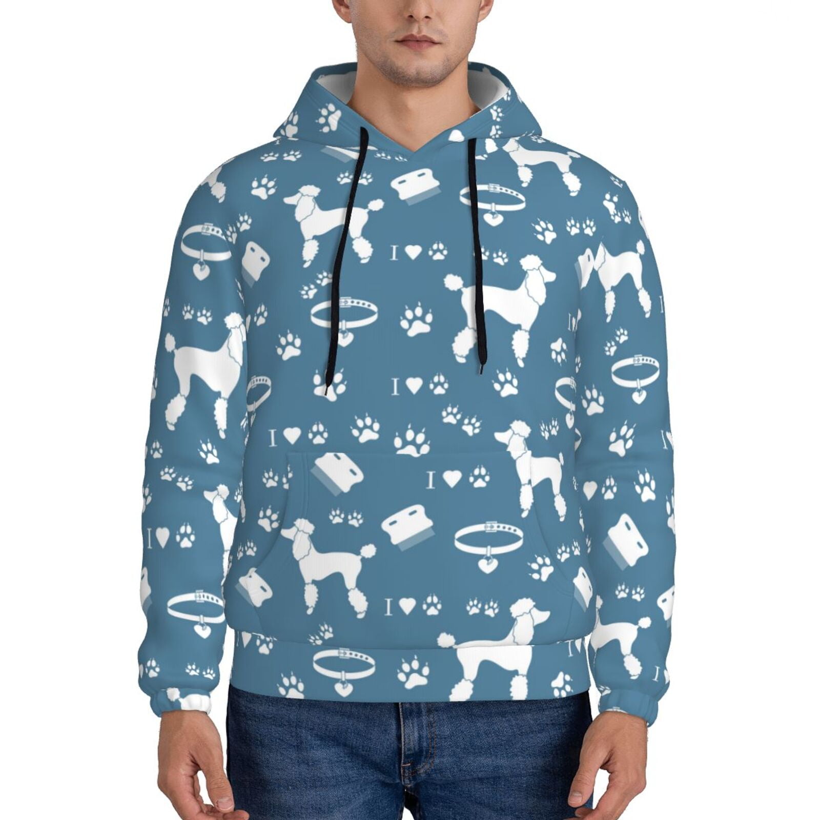 Bulldog Pattern Print Men Pullover Hoodie