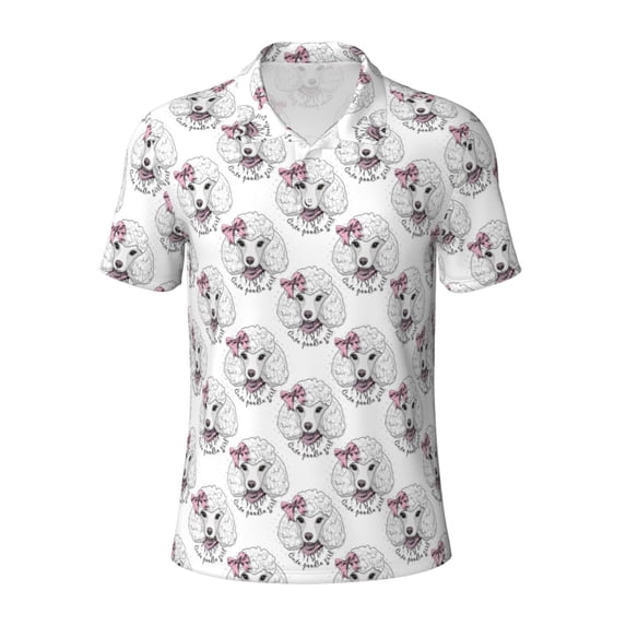 Balery Poodle Dog Printed Men’s Short Sleeve Polo Shirt, Midweight Men's Shirt,Golf Polo shirts -3X-Large