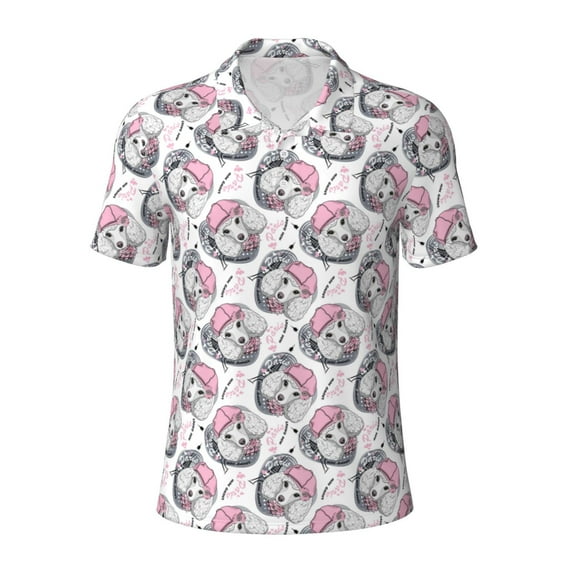 Balery Poodle Dog Printed Men’s Short Sleeve Polo Shirt, Midweight Men's Shirt,Golf Polo shirts -XX-Large
