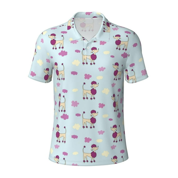 Balery Poodle Dog Printed Men’s Short Sleeve Polo Shirt, Midweight Men's Shirt,Golf Polo shirts -XX-Large