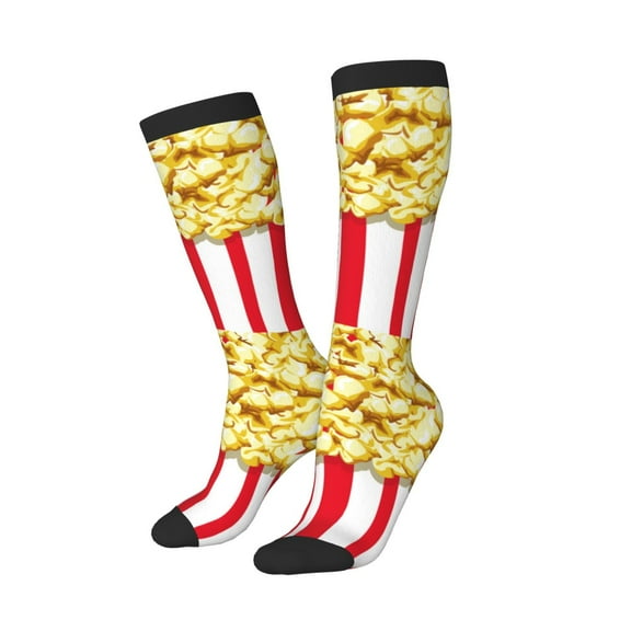 Balery Popcorn Printed Novelty Socks Men's Women's Crew Socks Sports Socks Knee High Socks Cotton Socks Quirky and Cool Socks