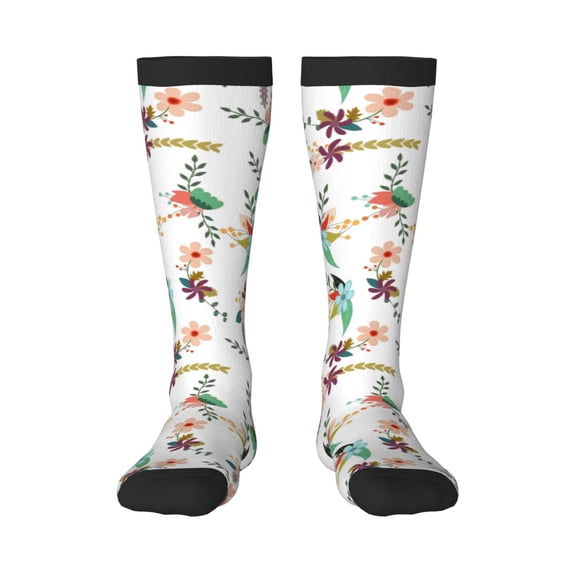 Balery Pretty Floral With Leaves Fun Novelty Socks Men'S Women'S Crew Socks Funny Crazy Novelty Socks Quirky And Cool Socks