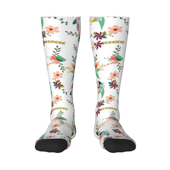 Balery Pretty Floral With Leaves Fun Novelty Socks Men'S Women'S Crew Socks Funny Crazy Novelty Socks Quirky And Cool Socks