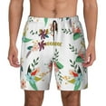 thumbnail image 1 of Balery Pretty Floral With Leaves Mens Swim Trunks Swim Shorts for Men Quick Dry Inseam Beach Shorts with Compression Liner Pocket-3X-Large, 1 of 9