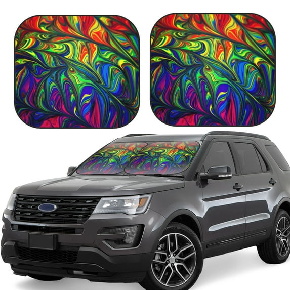 Balery Pride Rainbow Sun Shield 2 Pack For Car Front Windows Foldable Sun Visor Protector Blocks Max Uv Rays And Keeps Your Vehicle Cool For Most Sedans Suv Truck