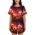 thumbnail image 1 of Balery Pumpkins Pattern Womens Pajama Sets 2 Piece Soft Short Sleeve Top and Shorts Sleepwear Round Neck Pjs Lounge Set with Pockets-Large, 1 of 7