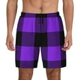 thumbnail image 1 of Balery Purple Buffalo Plaid Mens Swim Trunks Swim Shorts for Men Quick Dry Inseam Beach Shorts with Compression Liner Pocket-X-Large, 1 of 9
