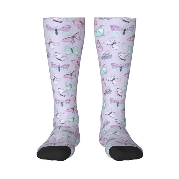 Balery Purple Butterfly Fun Novelty Socks Men'S Women'S Crew Socks Funny Crazy Novelty Socks Quirky And Cool Socks