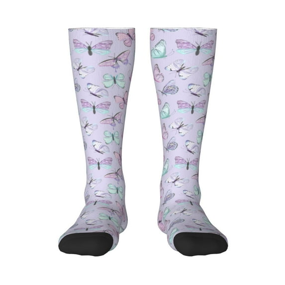 Balery Purple Butterfly Fun Novelty Socks Men'S Women'S Crew Socks Funny Crazy Novelty Socks Quirky And Cool Socks