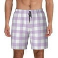 thumbnail image 1 of Balery Purple Checkboard Mens Swim Trunks Swim Shorts for Men Quick Dry Inseam Beach Shorts with Compression Liner Pocket-Large, 1 of 9