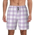 thumbnail image 1 of Balery Purple Checkboard Mens Swim Trunks Swim Shorts for Men Quick Dry Inseam Beach Shorts with Compression Liner Pocket-Small, 1 of 9