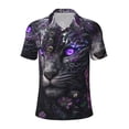 thumbnail image 1 of Balery Purple-Eyed Floral Leopard Printed Men’s Short Sleeve Polo Shirt, Midweight Men's Shirt,Golf Polo shirts -Medium, 1 of 8