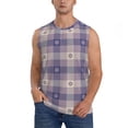 thumbnail image 1 of Balery Purple Floral Gingham Check Plaid Men's Sleeveless Muscle Shirts Workout Tank Top, Moisture Wicking, Odor Protection-Medium, 1 of 8