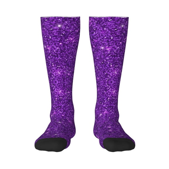 Balery Purple Glitter Fun Novelty Socks Men'S Women'S Crew Socks Funny Crazy Novelty Socks Quirky And Cool Socks