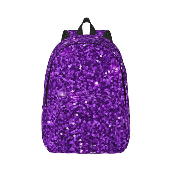 Balery Purple Glitter Vintage Canvas Backpack for Men and Women - Large Capacity, Durable Travel Laptop Bag for School, Work, Hiking, and Outdoor Activities