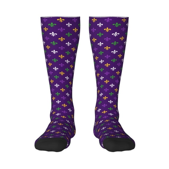 Balery Purple Mardi Gras Fun Novelty Socks Men'S Women'S Crew Socks Funny Crazy Novelty Socks Quirky And Cool Socks