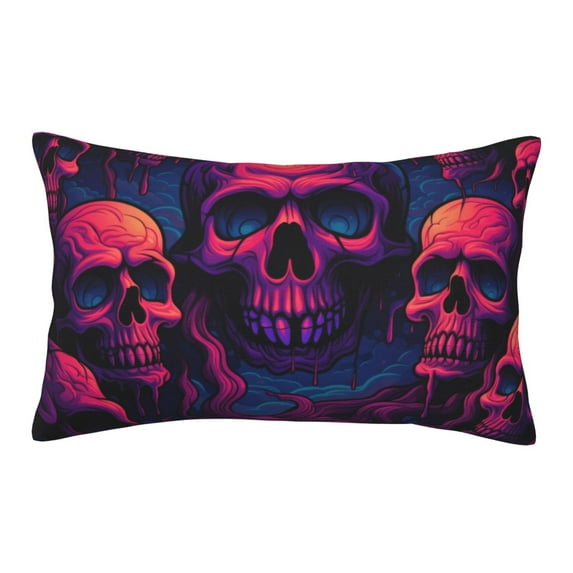 Balery Purple-Red Skull Bedding Queen Pillow Cases - Envelope Closure - Soft Brushed Microfiber Fabric - Shrinkage and Fade Resistant Pillow Cases-20"x30"