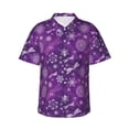 thumbnail image 1 of Balery Purple Snowflakes Print Men's Hawaiian Shirts Short Sleeve Beach Shirt Relaxed Fit Vacation Button Down Shirts-Small, 1 of 9