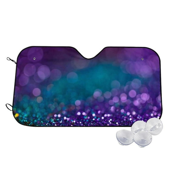 Balery Purple and Green Glitter Print Car Windshield Sun Shade,Windshield Sunshade for Car Pickup Truck SUV Accessories-Medium