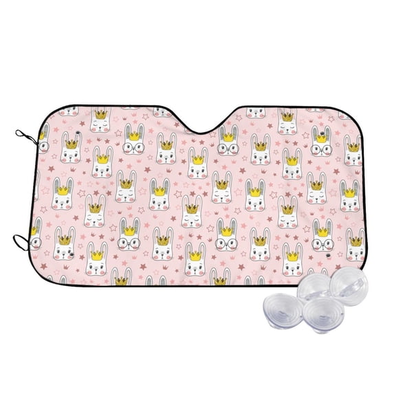 Balery Queen For Rabbit Print Car Windshield Sun Shade,Windshield Sunshade for Car Pickup Truck SUV Accessories-Medium