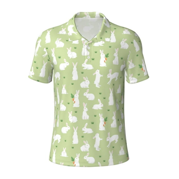 Balery Rabbit And Carrot (2) Printed Men’s Short Sleeve Polo Shirt, Midweight Men's Shirt,Golf Polo shirts -3X-Large