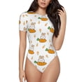 thumbnail image 1 of Balery Rabbit And Carrot Women's Short Sleevee Crew Neck Bodysuit Tops Short Sleeve Tops Basic-, 1 of 9