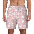 thumbnail image 1 of Balery Rabbit And Cloud Mens Swim Trunks Swim Shorts for Men Quick Dry Inseam Beach Shorts with Compression Liner Pocket-Small, 1 of 9
