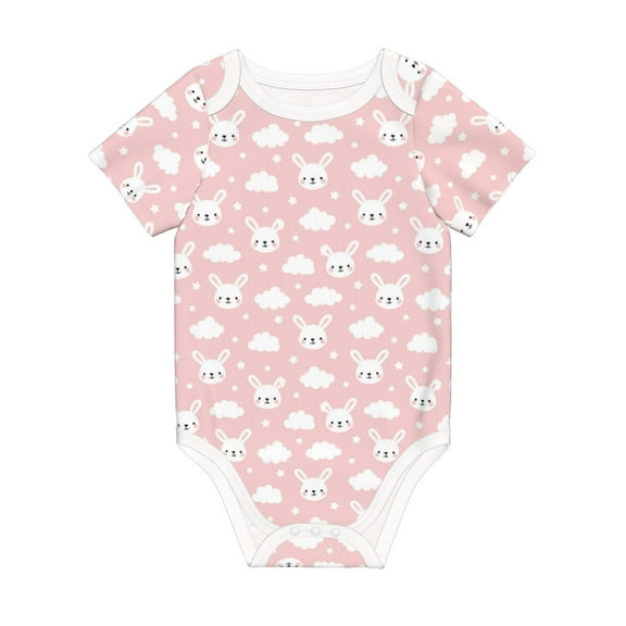 Balery Rabbit And Cloud Pattern Baby Climbing Clothes Infant Bodysuit Cute Infant Bodysuit Baby Romper-12 Months